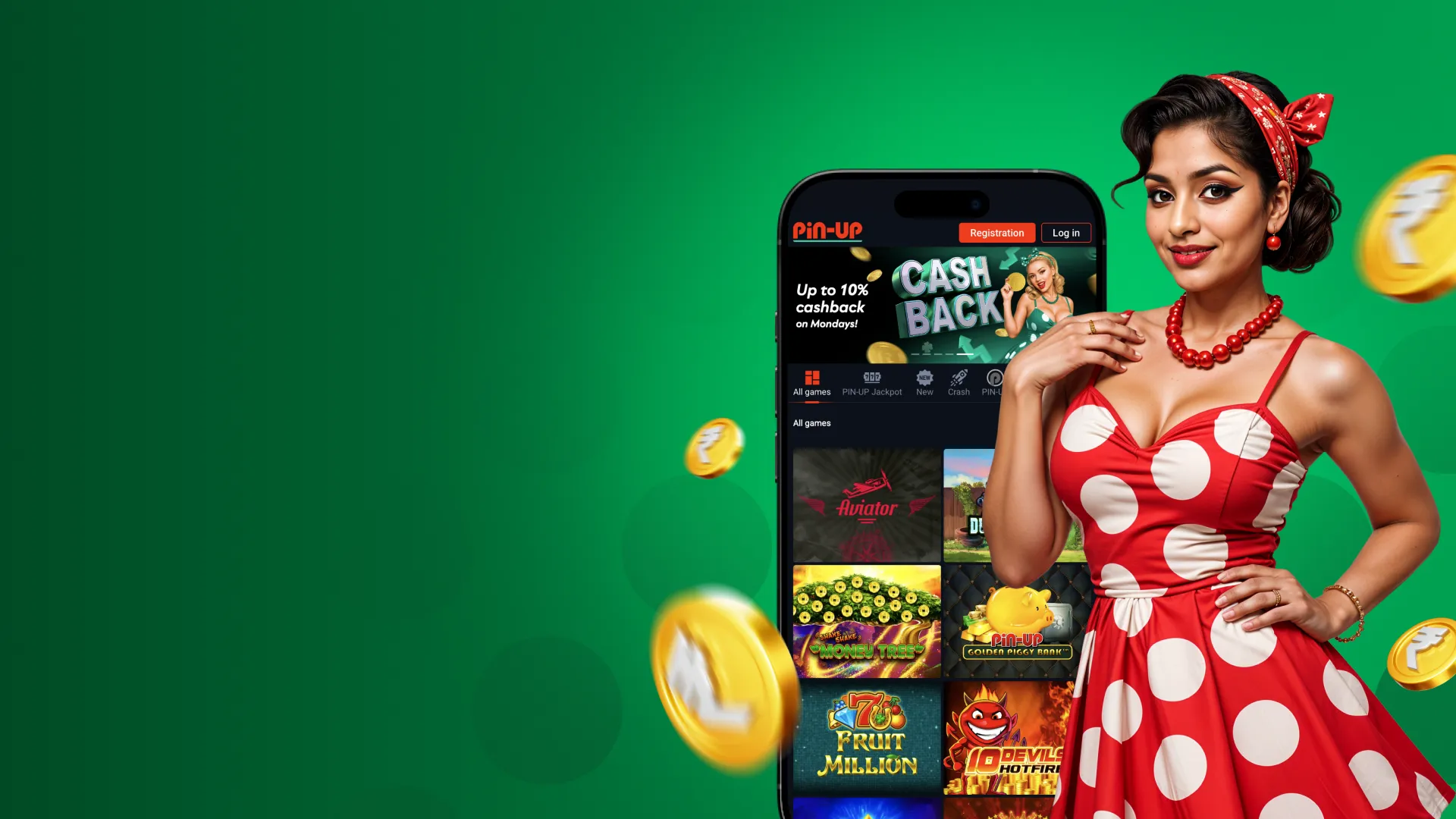 Use Pin-Up casino app mobile version —
play wherever you
want!